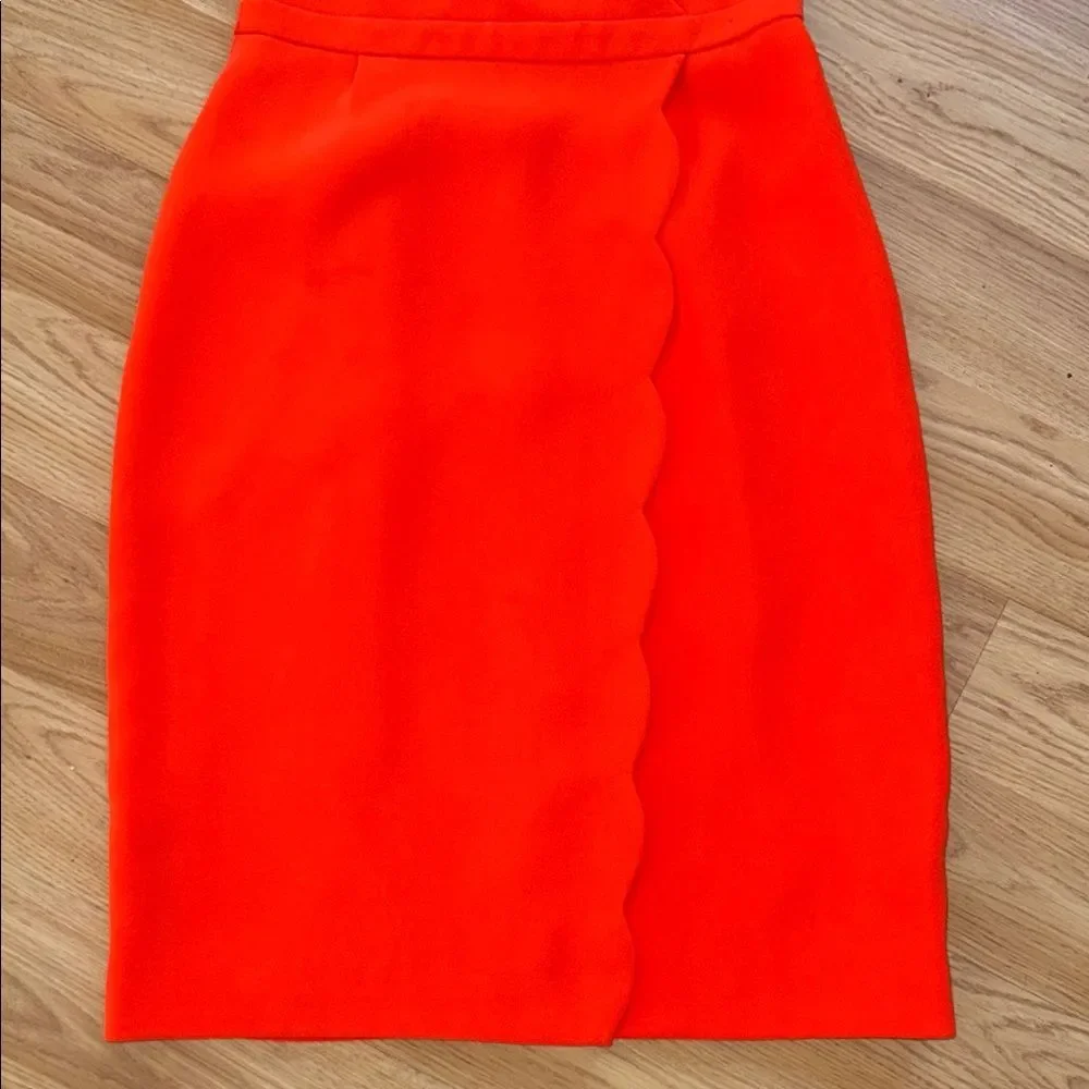 J.Crew Scalloped Wrap Sheath Dress Orange Size 00 Summer Spring